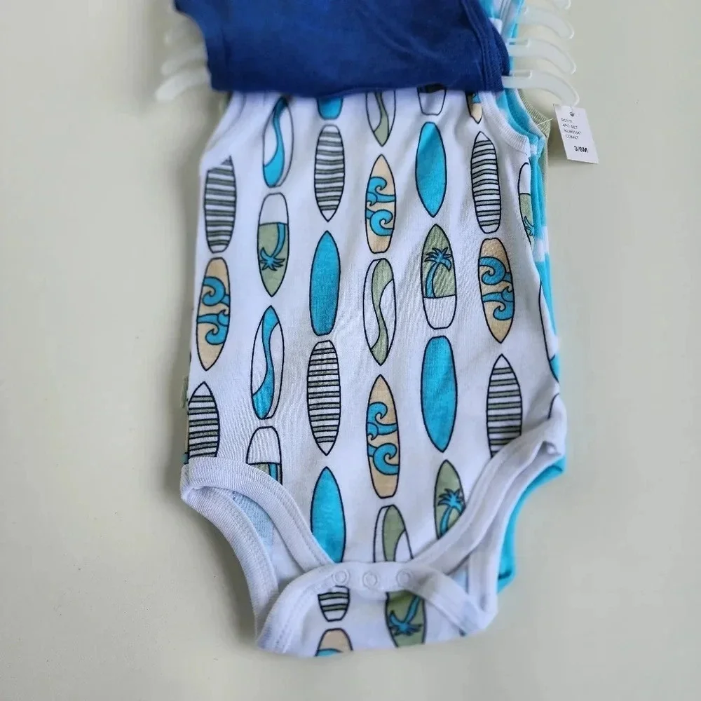 NWT Pack of 4 KOALA BABY Baby Boys NB Sleeveless Bodysuits Living On Beach Time